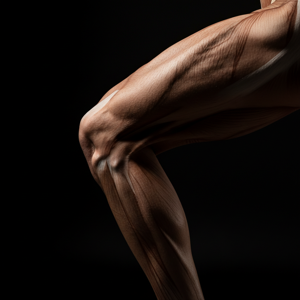 Athlete mid-jump in a dark studio, dramatic low-key lighting, deep shadows, moody atmosphere