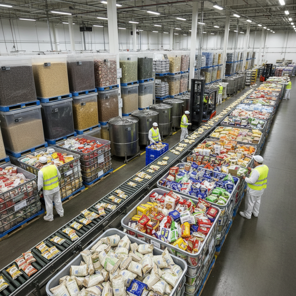 Bulk food supply operations with large containers and packaging