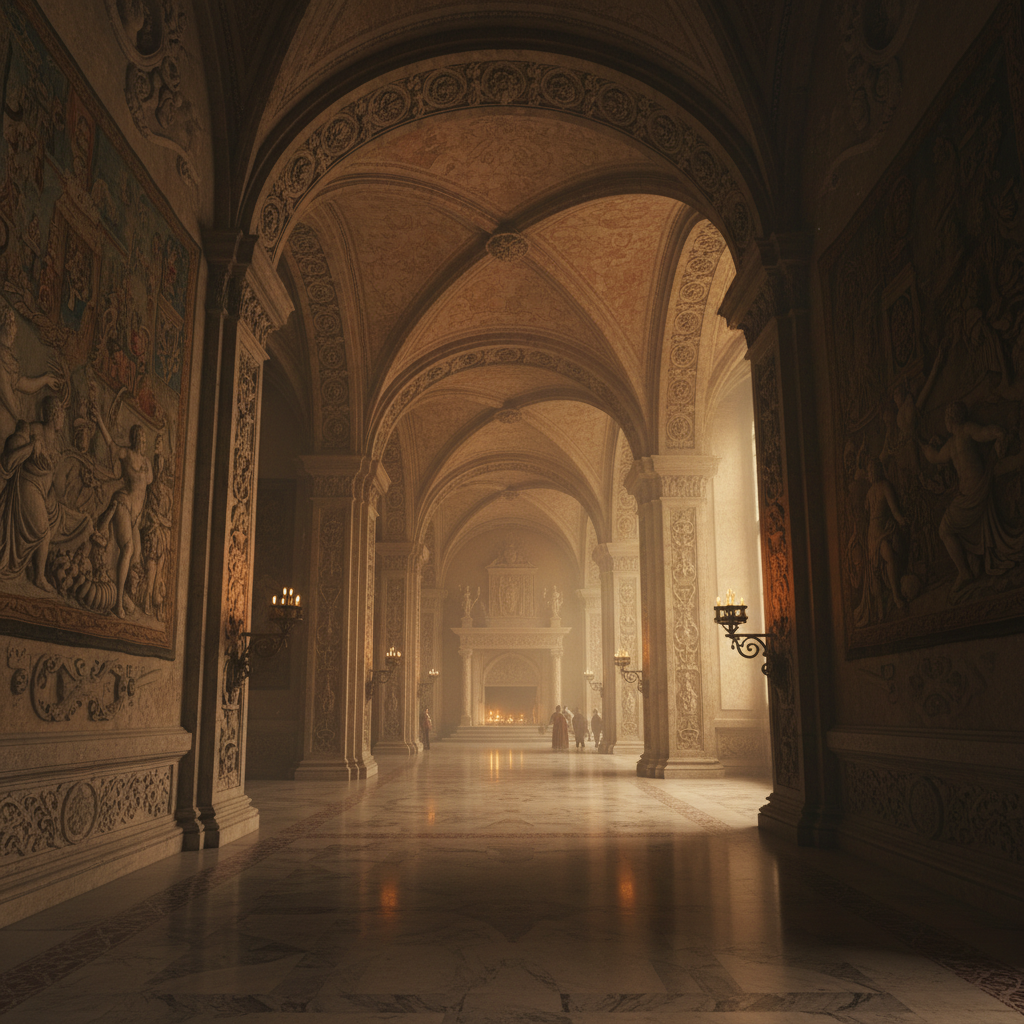 Ceremonial hall with warm formal lighting