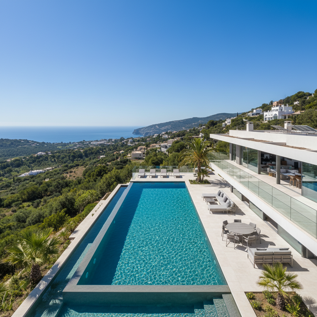 Luxury hillside villa with panoramic terrace and private pool