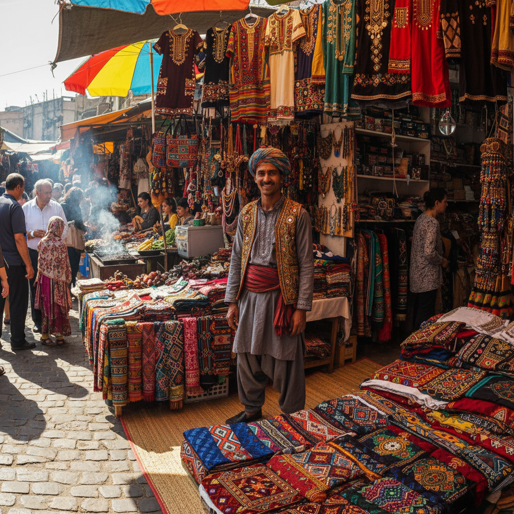 Portrait of James, a smiling man at a market stall