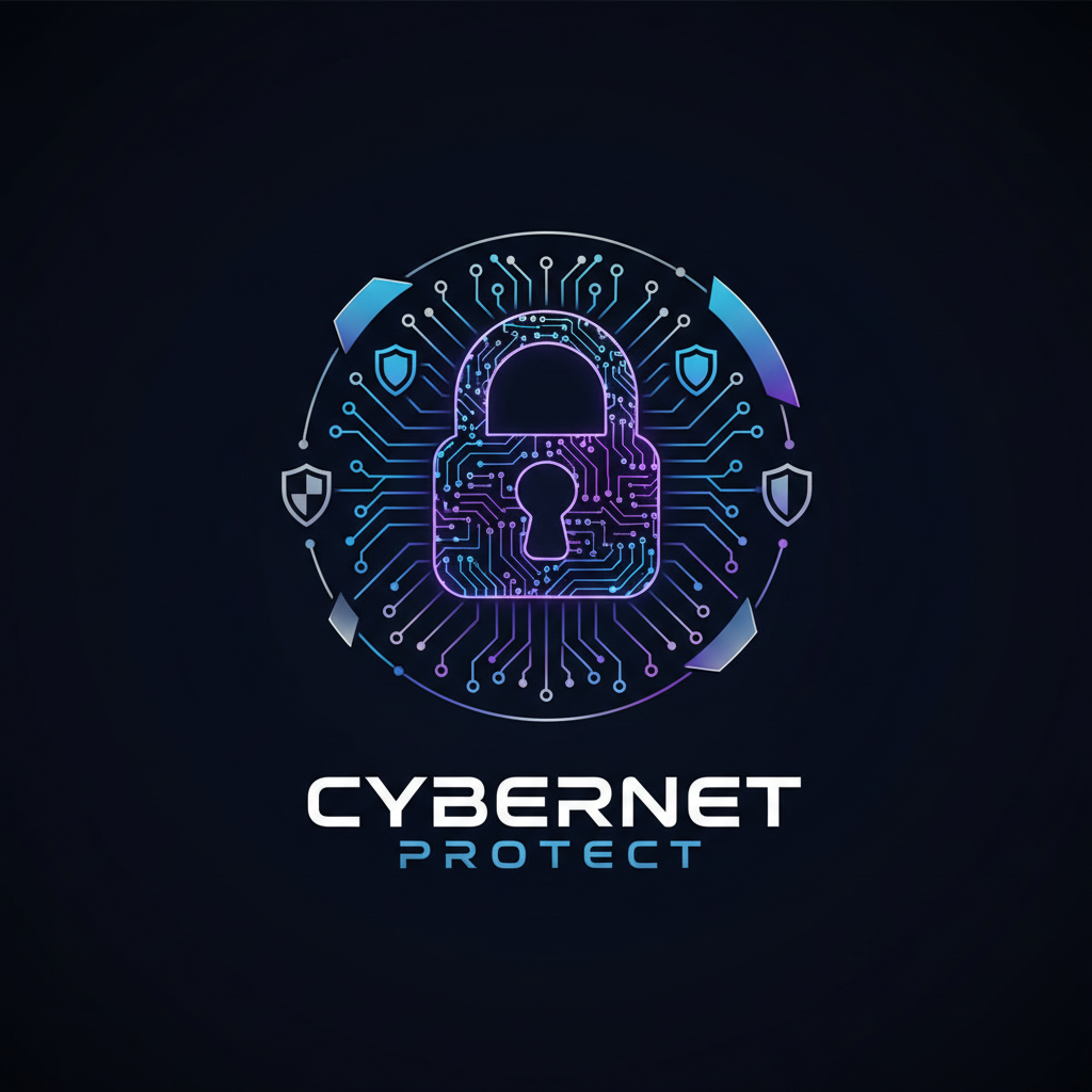 Cybersecurity concept showing bright digital lock and network connections on dark background