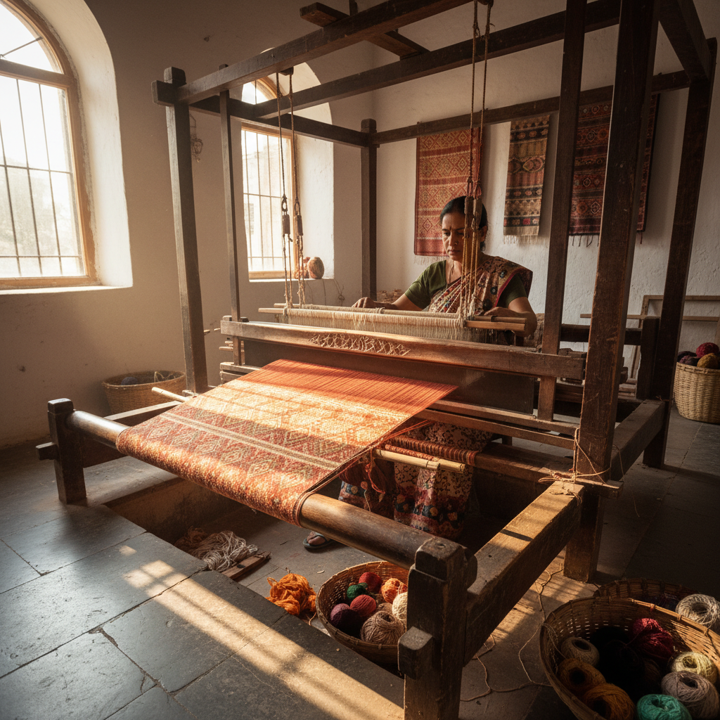 Ivory Weave Double Bedsheet — handwoven cotton bedsheet in warm natural light