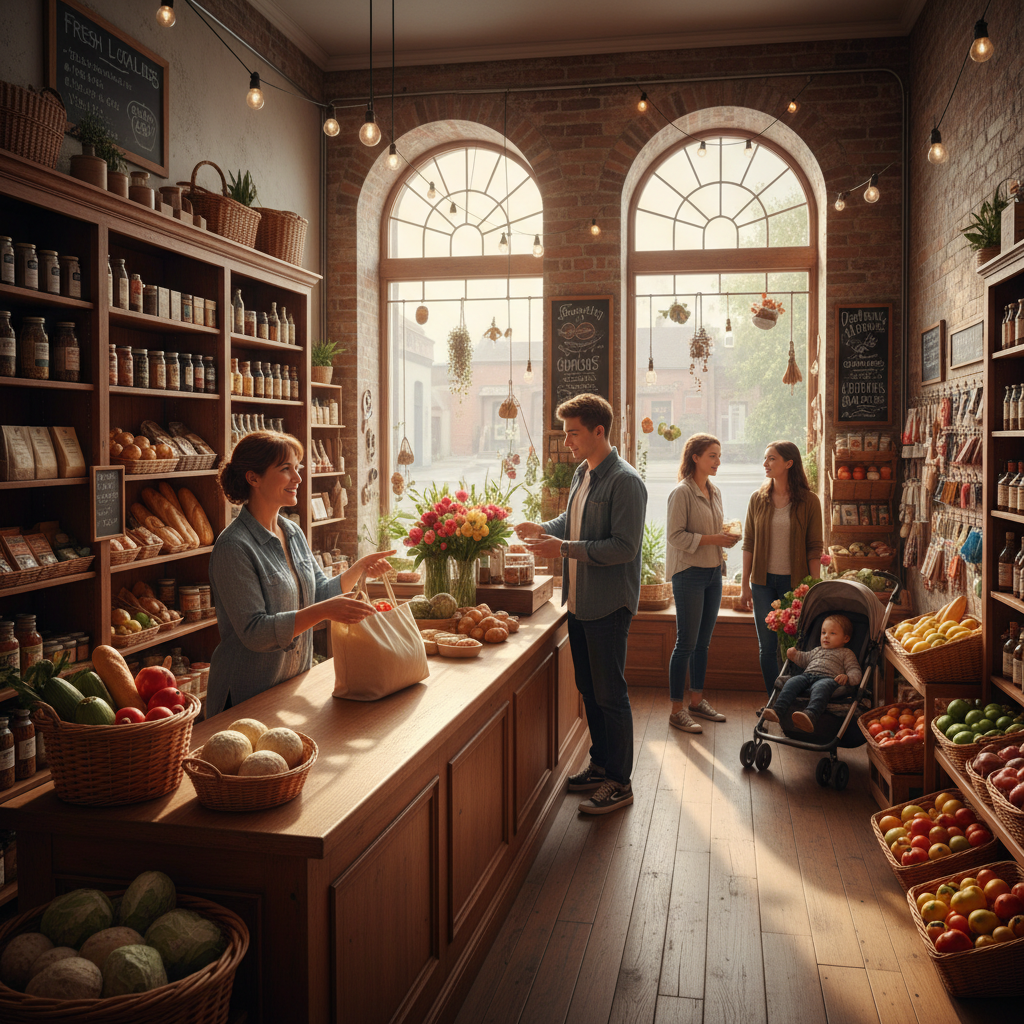 Local merchant serving customers in a neighbourhood store