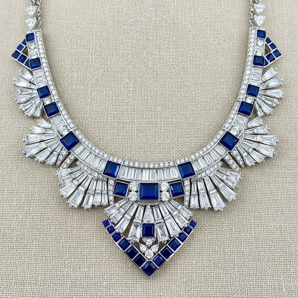Custom diamond necklace with delicate pendant in 18K white gold — DETARA bespoke jewelry