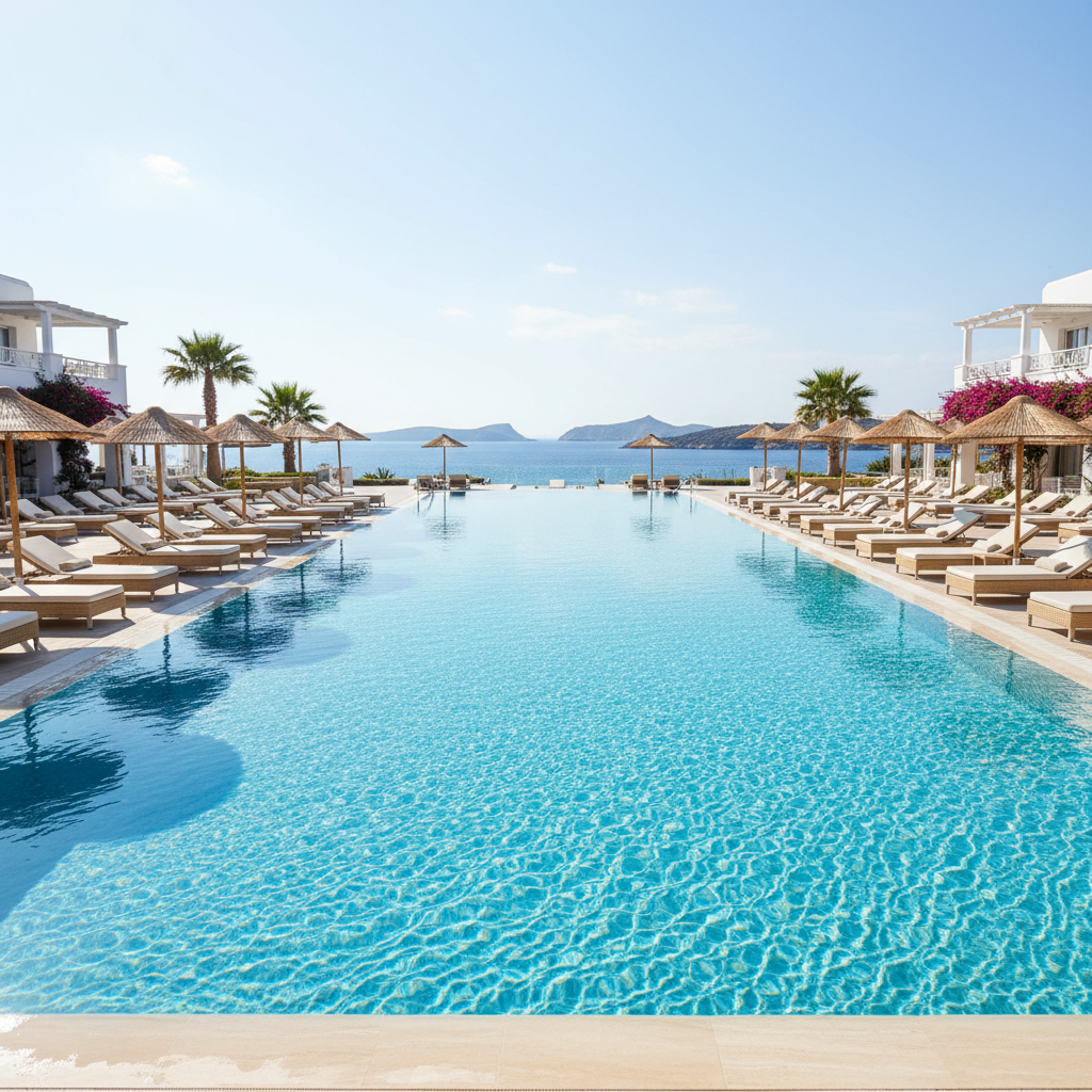 Rodos Palace Hotel met zwembad en uitzicht op de Egeïsche Zee