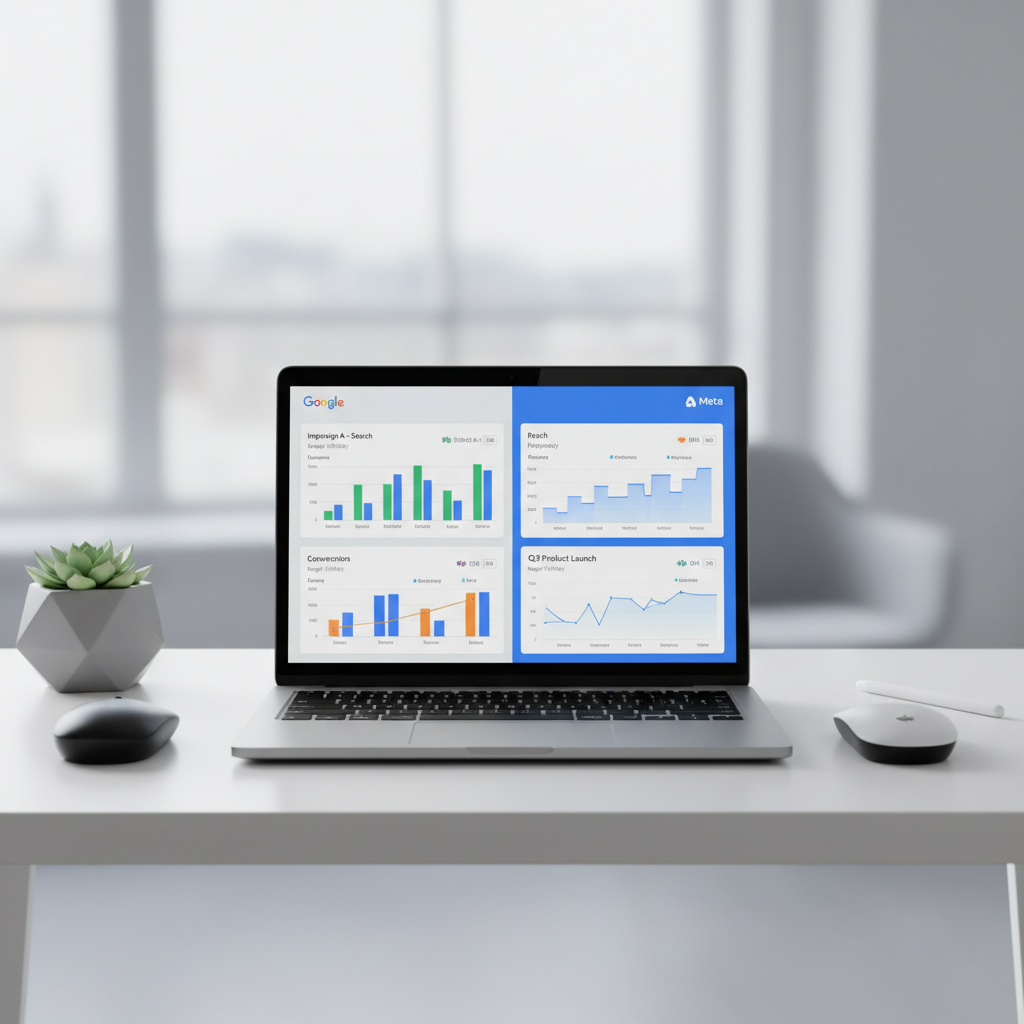 Dashboard Google Ads con grafici di performance e statistiche campagne