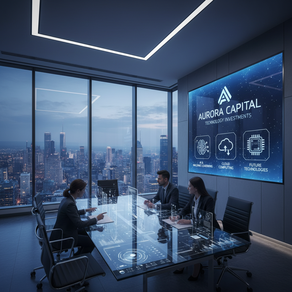 Modern bright office interior with large windows, team members working at clean desks