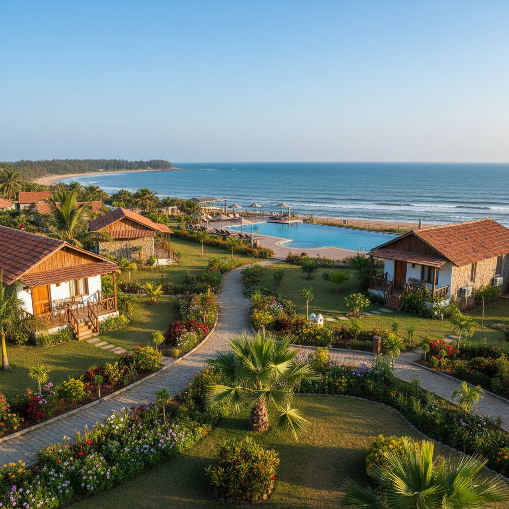 MTDC Alibaug resort with well-maintained garden, cottages and sea facing amenities