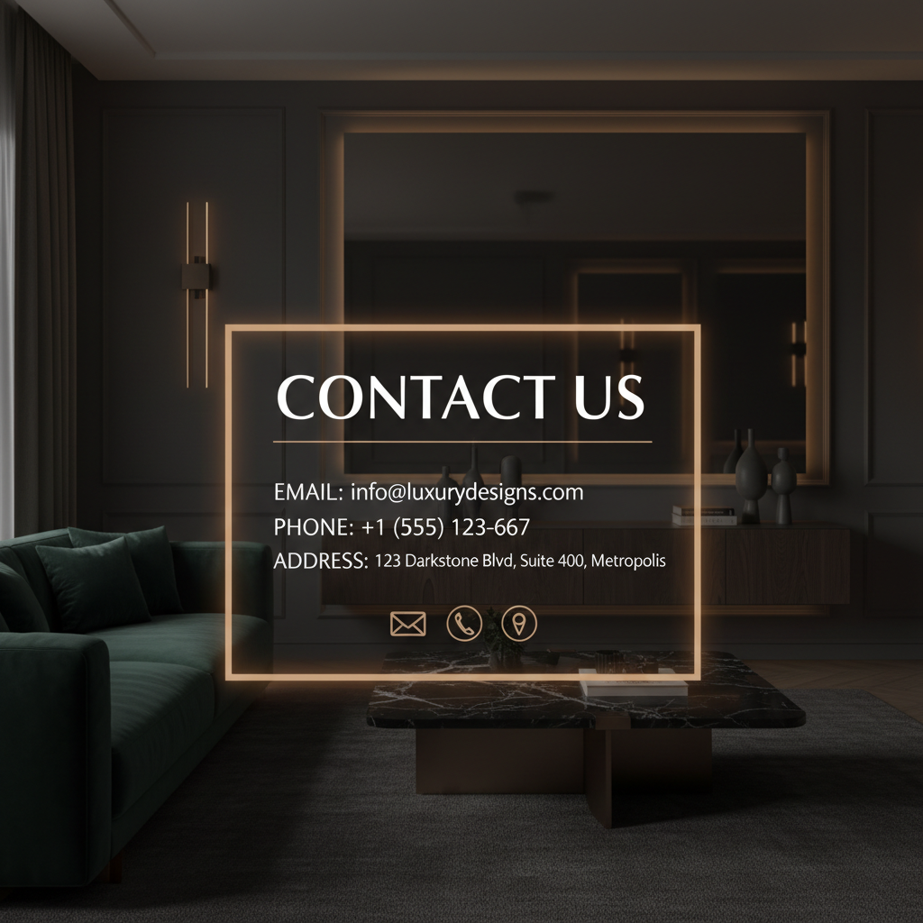 Interior de lujo en tonos oscuros como fondo sutil de la sección de contacto