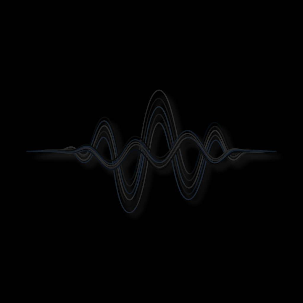 Abstract dark sound waves on black background with subtle blue gradient