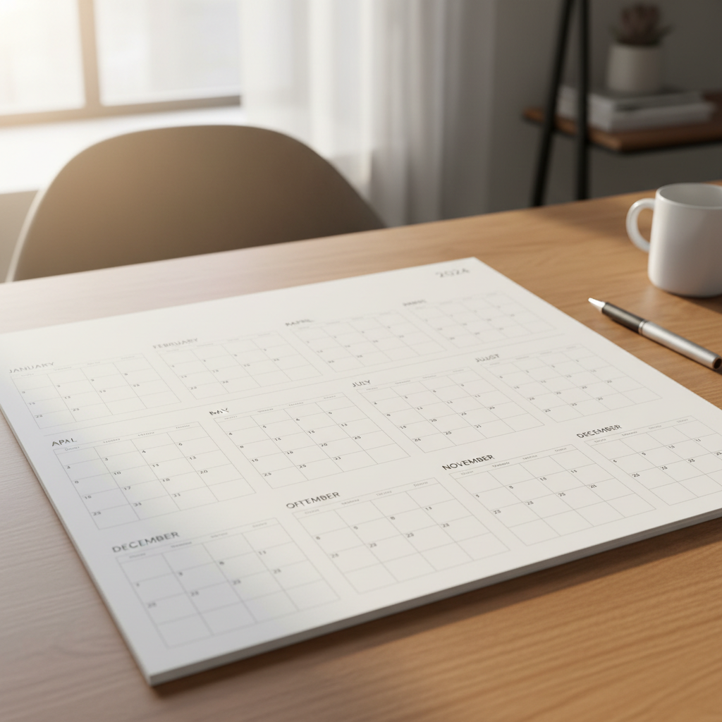 Empty blank calendar with no events scheduled