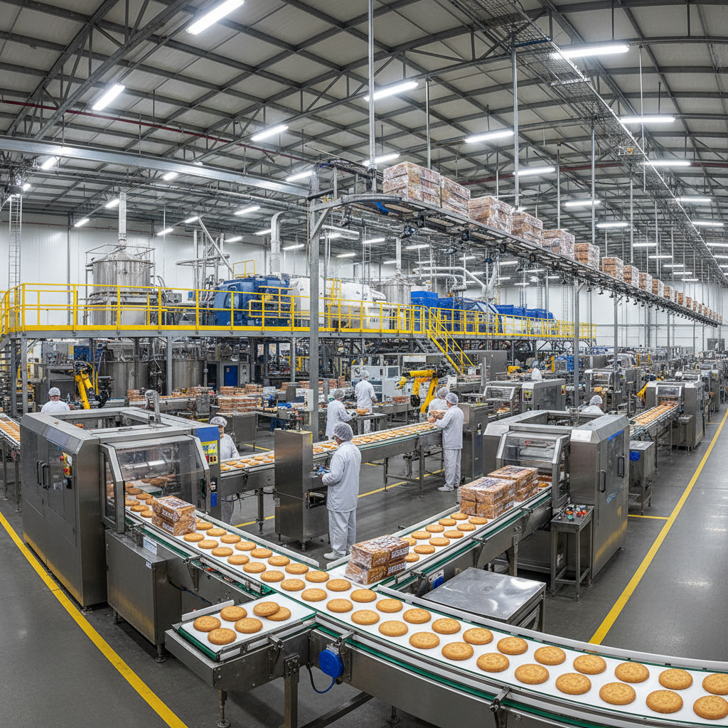 Food manufacturing conveyor belt automation system with VFD drives and PLC control panels
