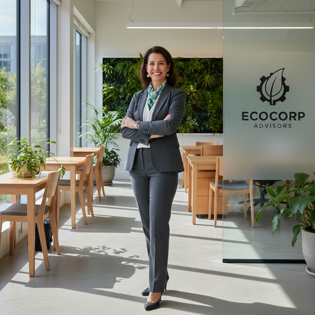 Professional financial advisor in modern Austin office, confident, trustworthy demeanor, bright well-lit environment