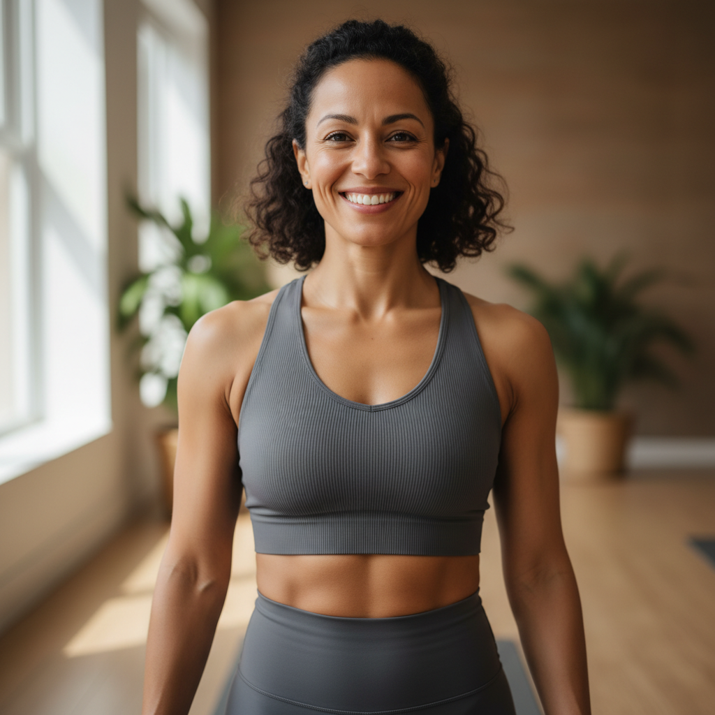 Layla H., personal trainer smiling confidently