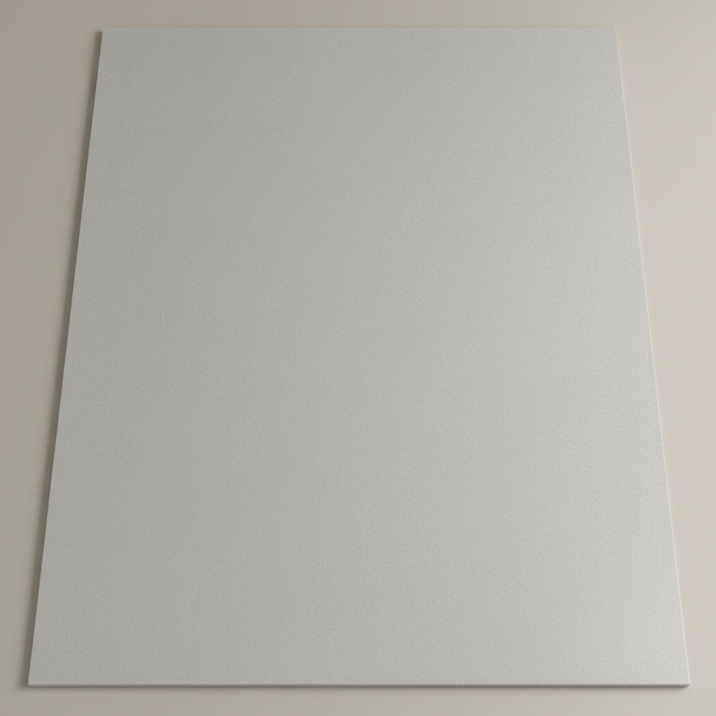 Large format grey ceramic floor tile with textured matte surface, cool slate tone, even grid pattern on clean white showroom floor