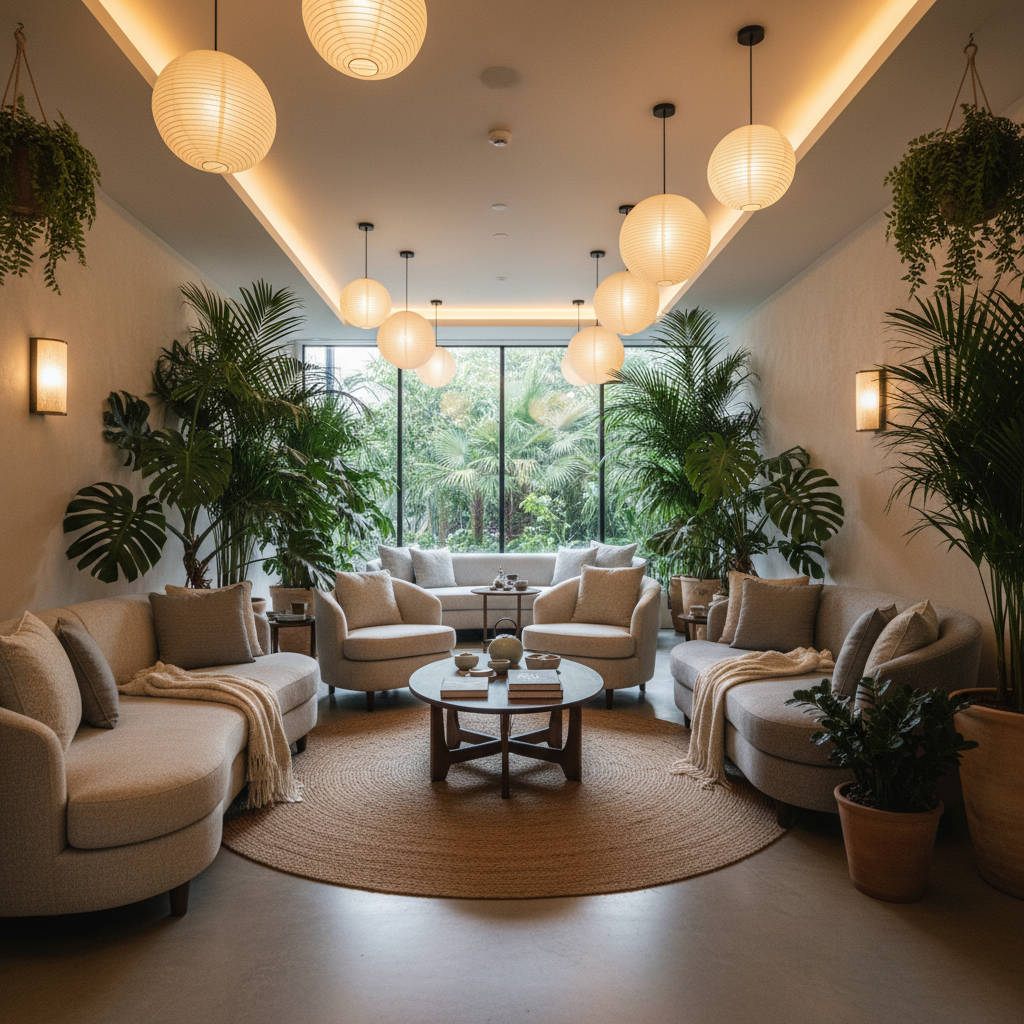 Elegant Bellagio Day Spa interior with warm lighting and luxurious furnishings