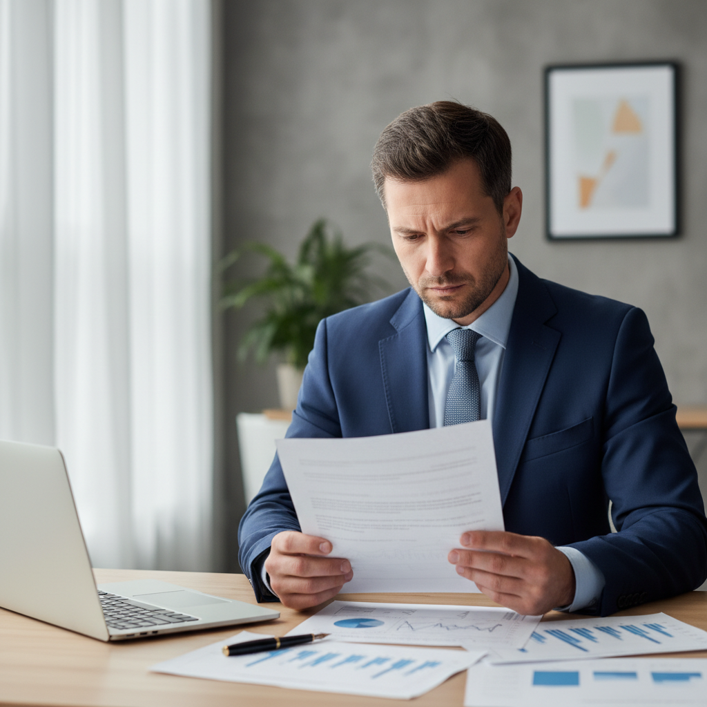 Investment professional reviewing offering memorandum