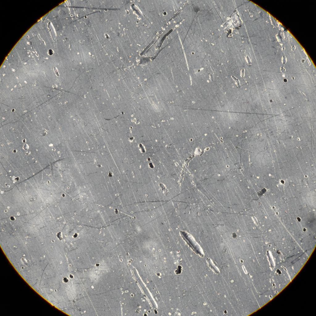 Stainless steel surface before electropolishing with visible surface irregularities under magnification