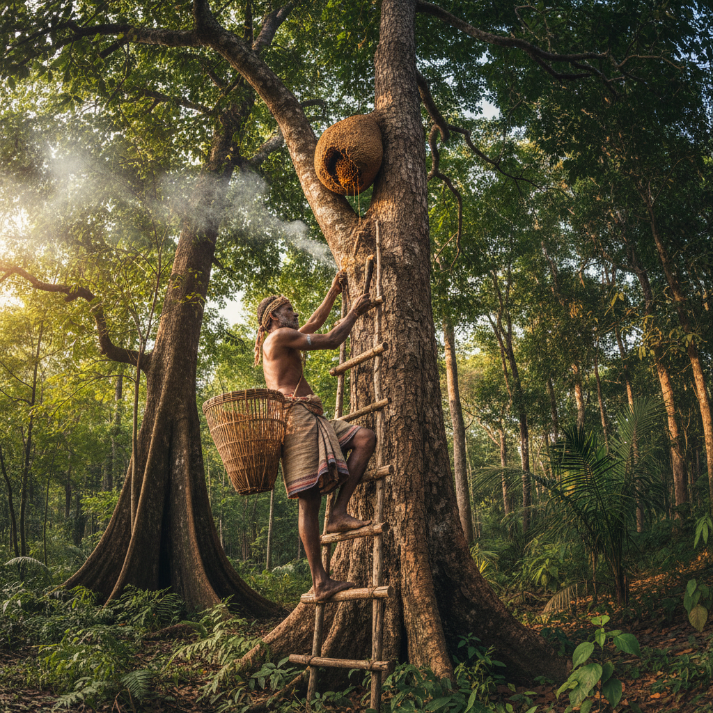 Wild Forest Honey — pure honey jar with golden colour in natural setting