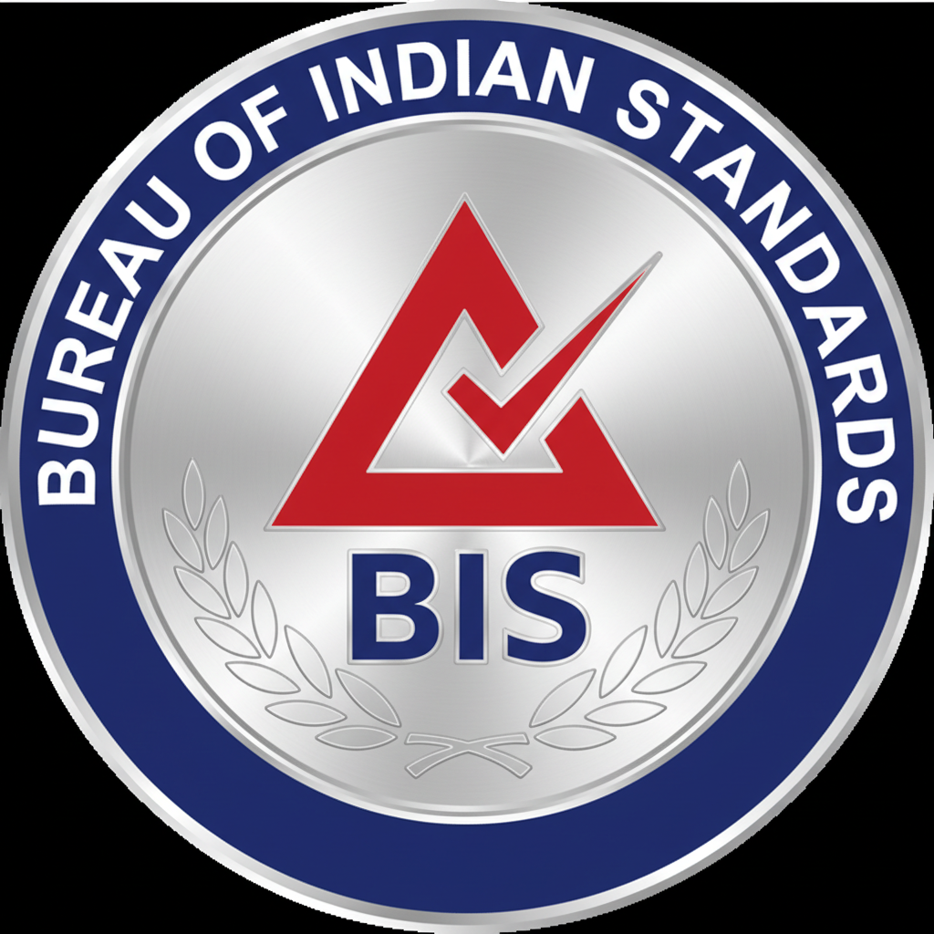 BIS quality certification with Indian standards mark and official verification seals