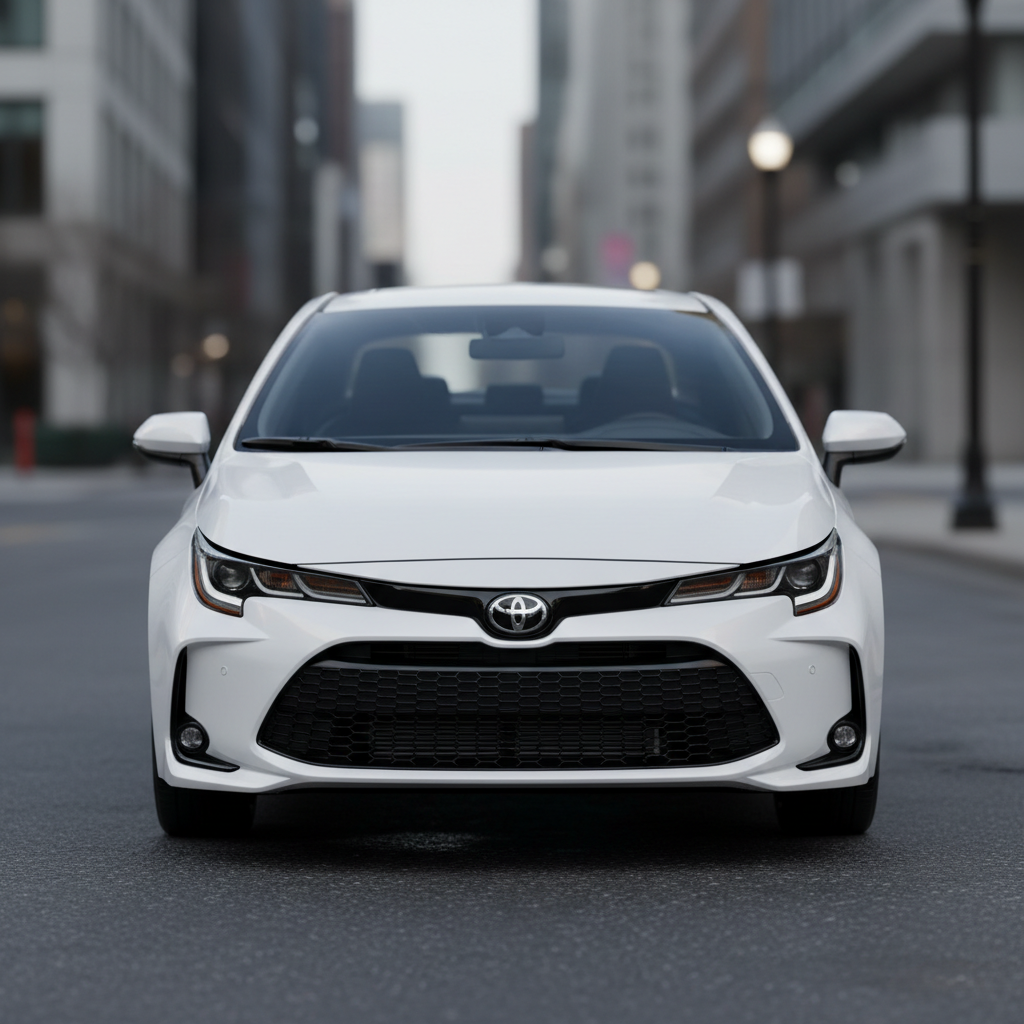 Black Toyota Camry sedan parked on city street