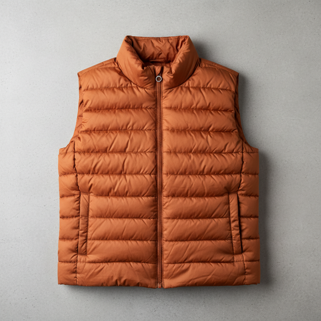 Spice route puffer vest amber-rust quilted lightweight insulation