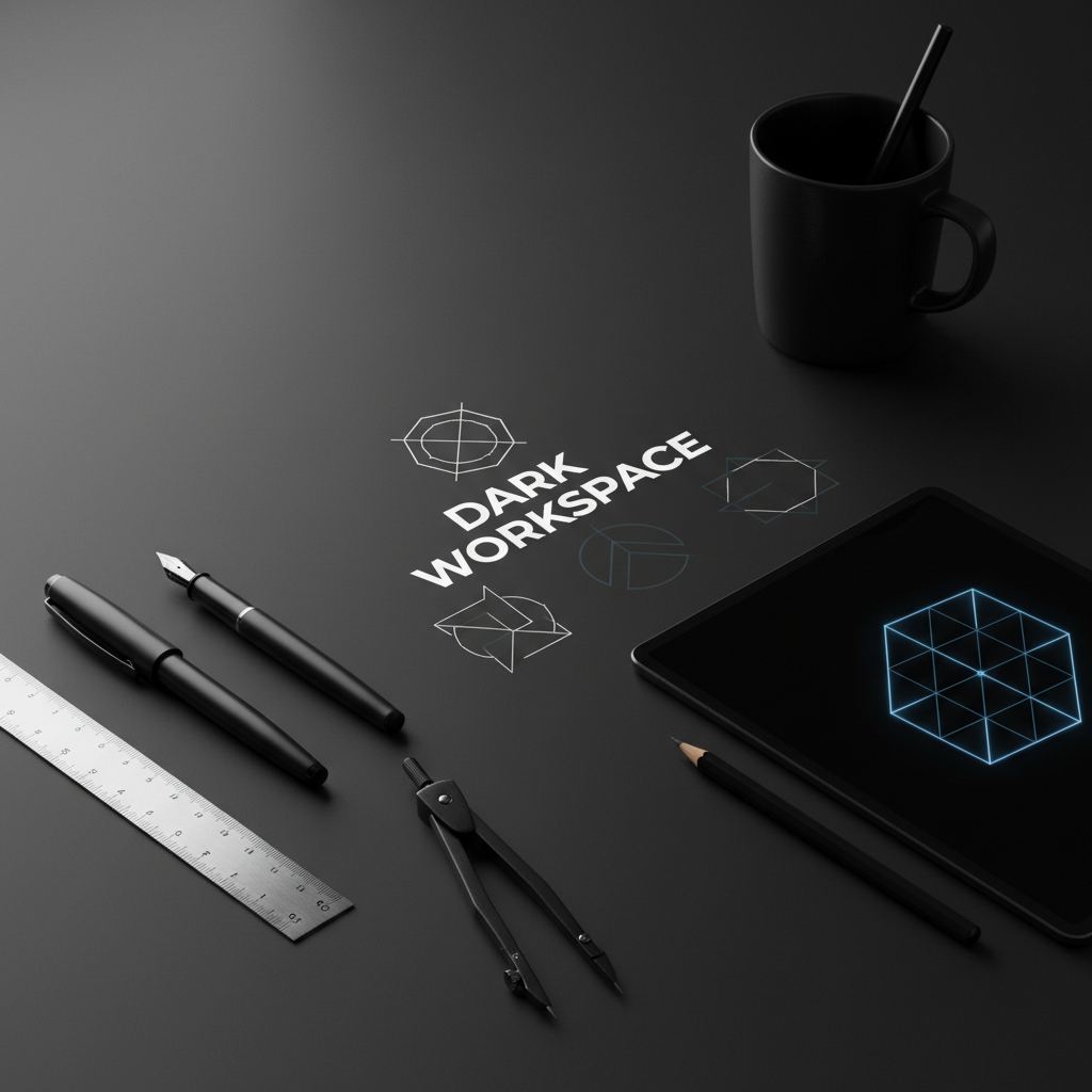 Graphic design workspace with dark background