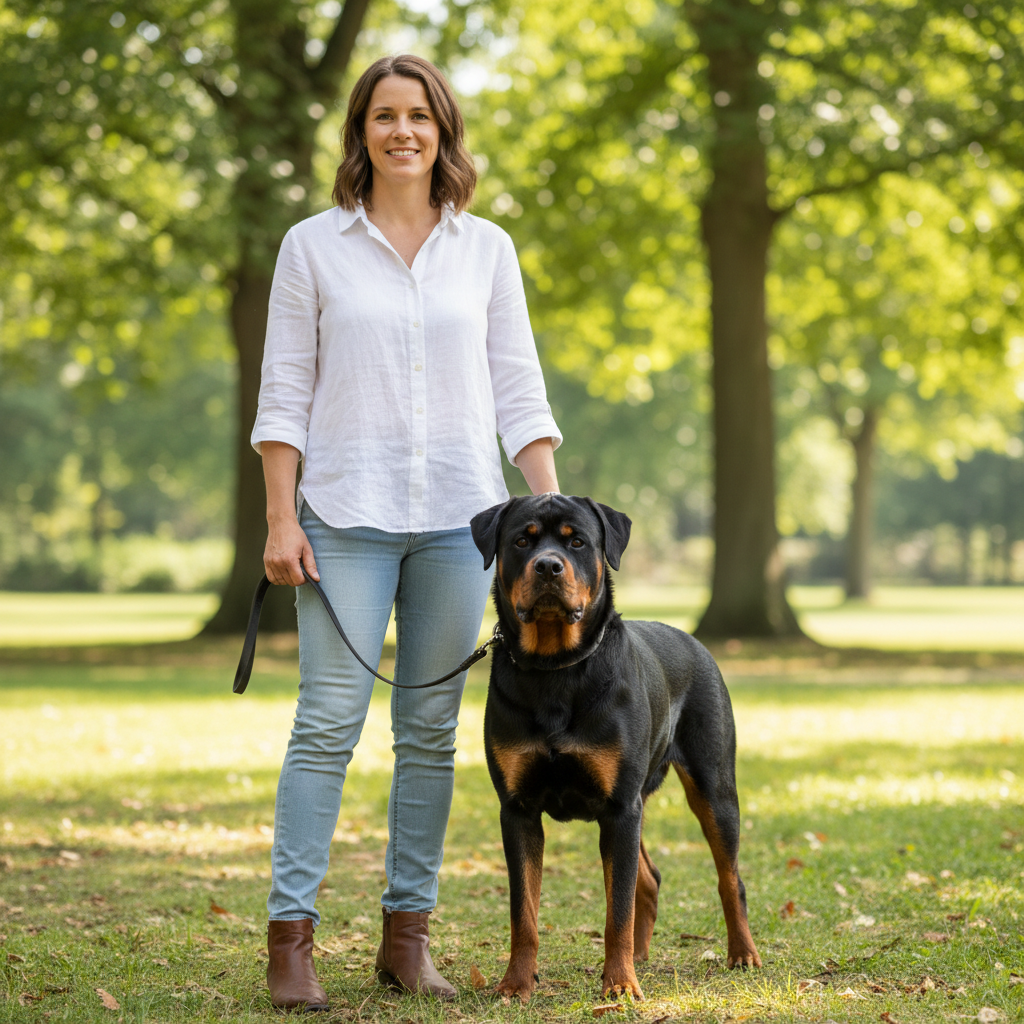 Female Rottweiler breeding dog from RottiePupHub, excellent temperament and AKC registration