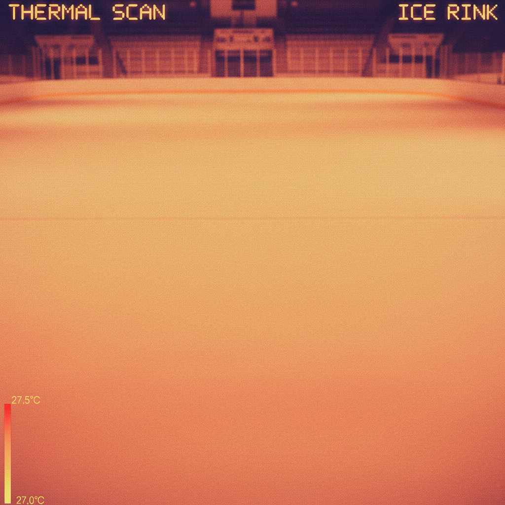 Thermal imaging scan showing uniform temperature distribution across a cleared ice surface