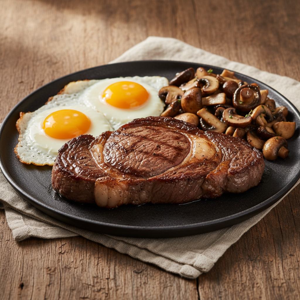 Sizzling garlic butter steak bites with herbs in a cast iron pan