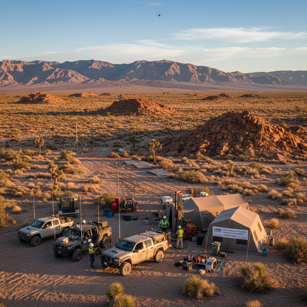 Nevada desert geological survey site for critical mineral resource assessment