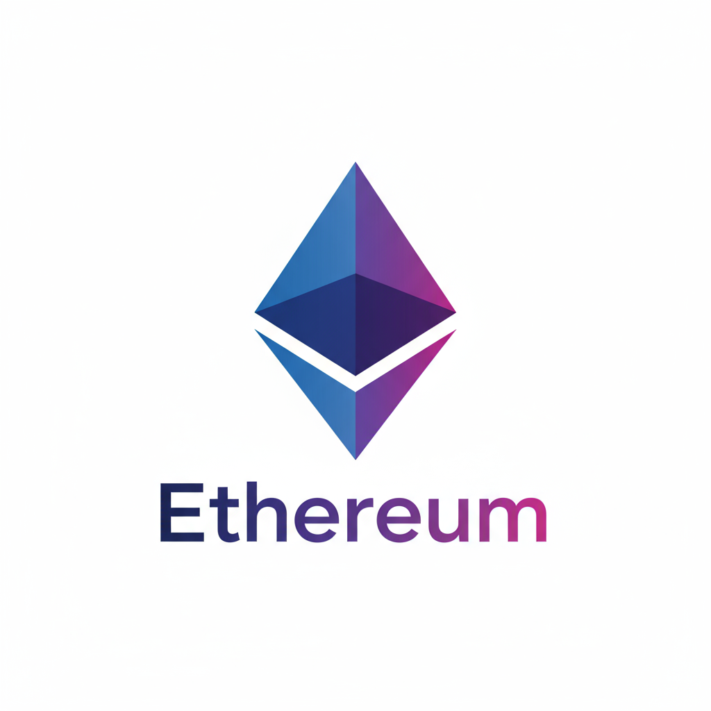 Ethereum cryptocurrency logo with blue and purple gradient
