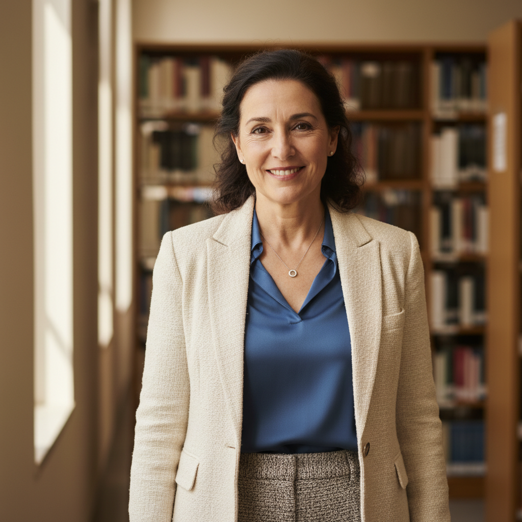 Dr. Preethi Menon, Economics Faculty, professional woman with academic credentials and warm presence