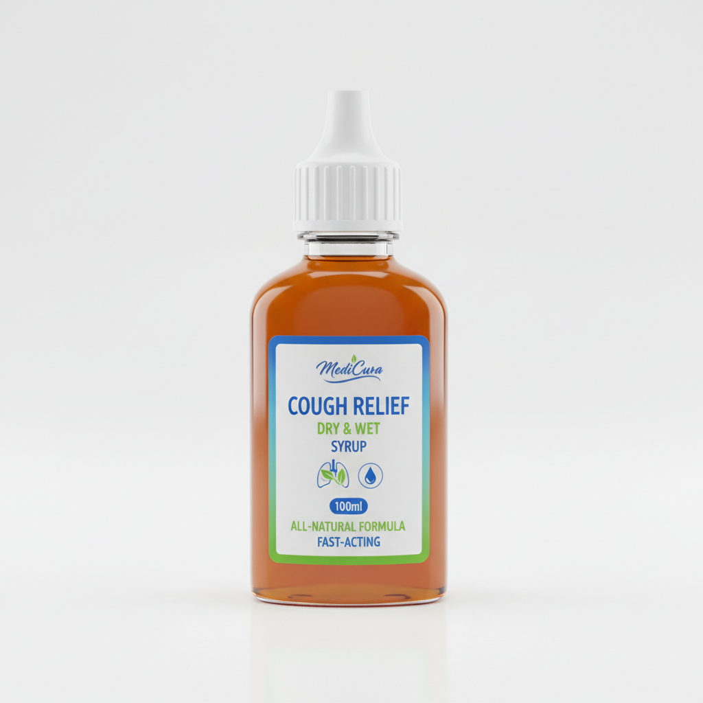 Cough syrup bottle 100ml for dry and wet cough relief