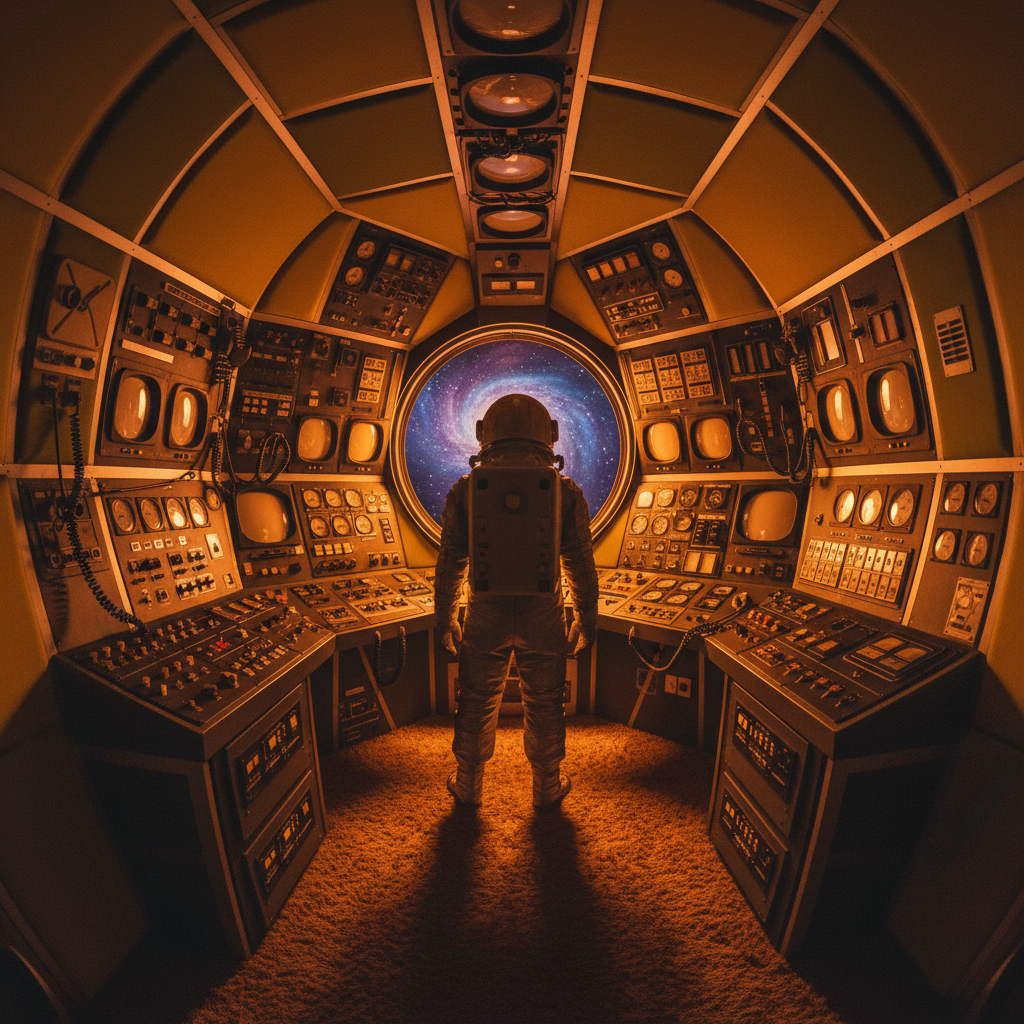 AI generated image: Sci-fi concept art space station interior