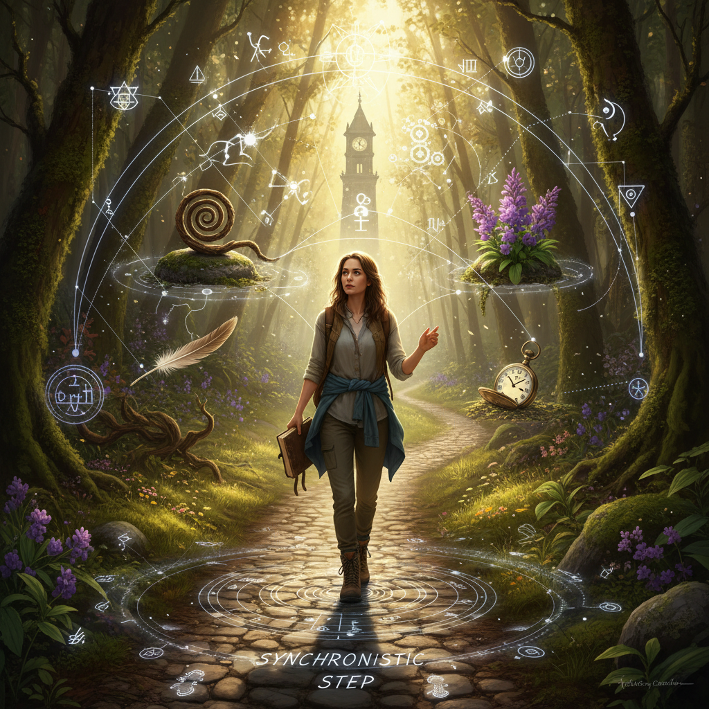 Portada del libro Caminando con la Sincronicidad de Carlos Loya Lopategui, imagen literaria con tonos oscuros y profundos