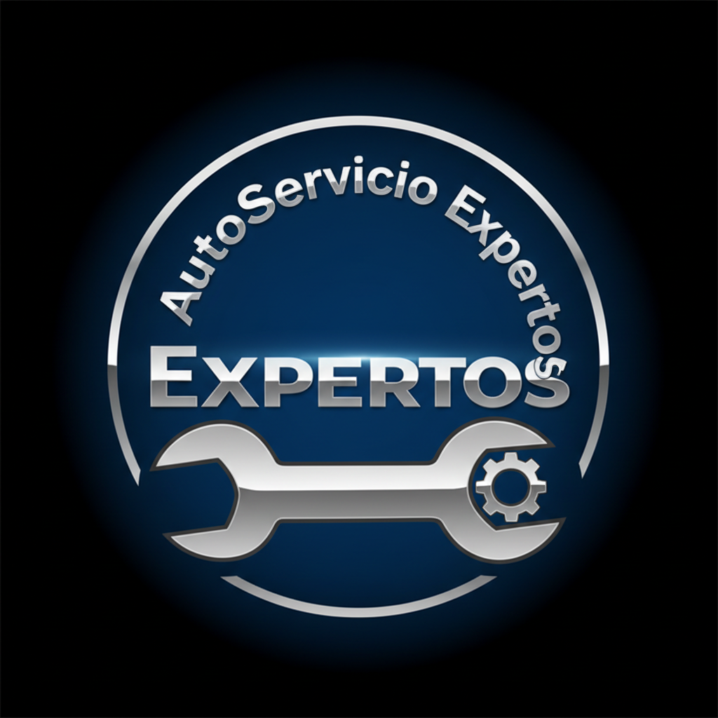 Logo AutoServicio Expertos con llave inglesa fondo azul