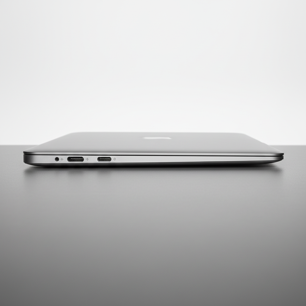MacBook Pro side profile showing slim design and ports