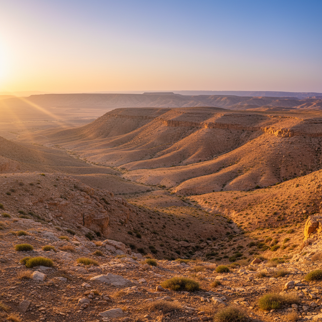 Masada fortress ruins at sunrise above the Dead Sea Israel