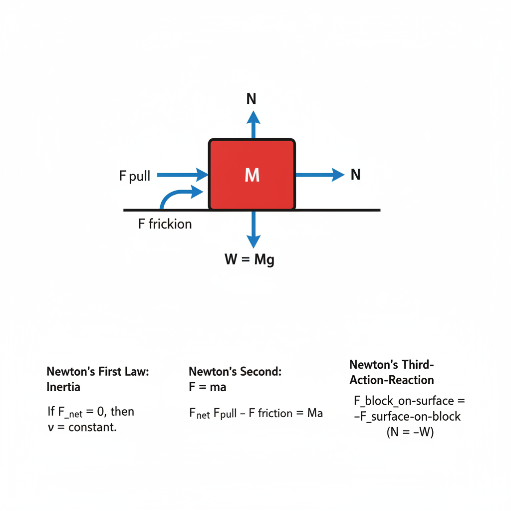 Physics mechanics diagram with pendulum and force vectors on dark background