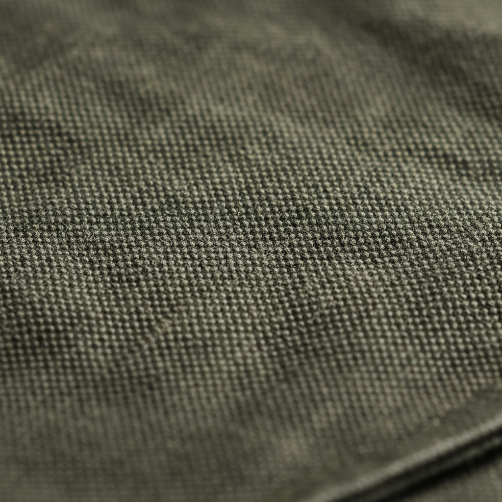 Close-up of deadstock nylon fabric texture, woven canvas detail