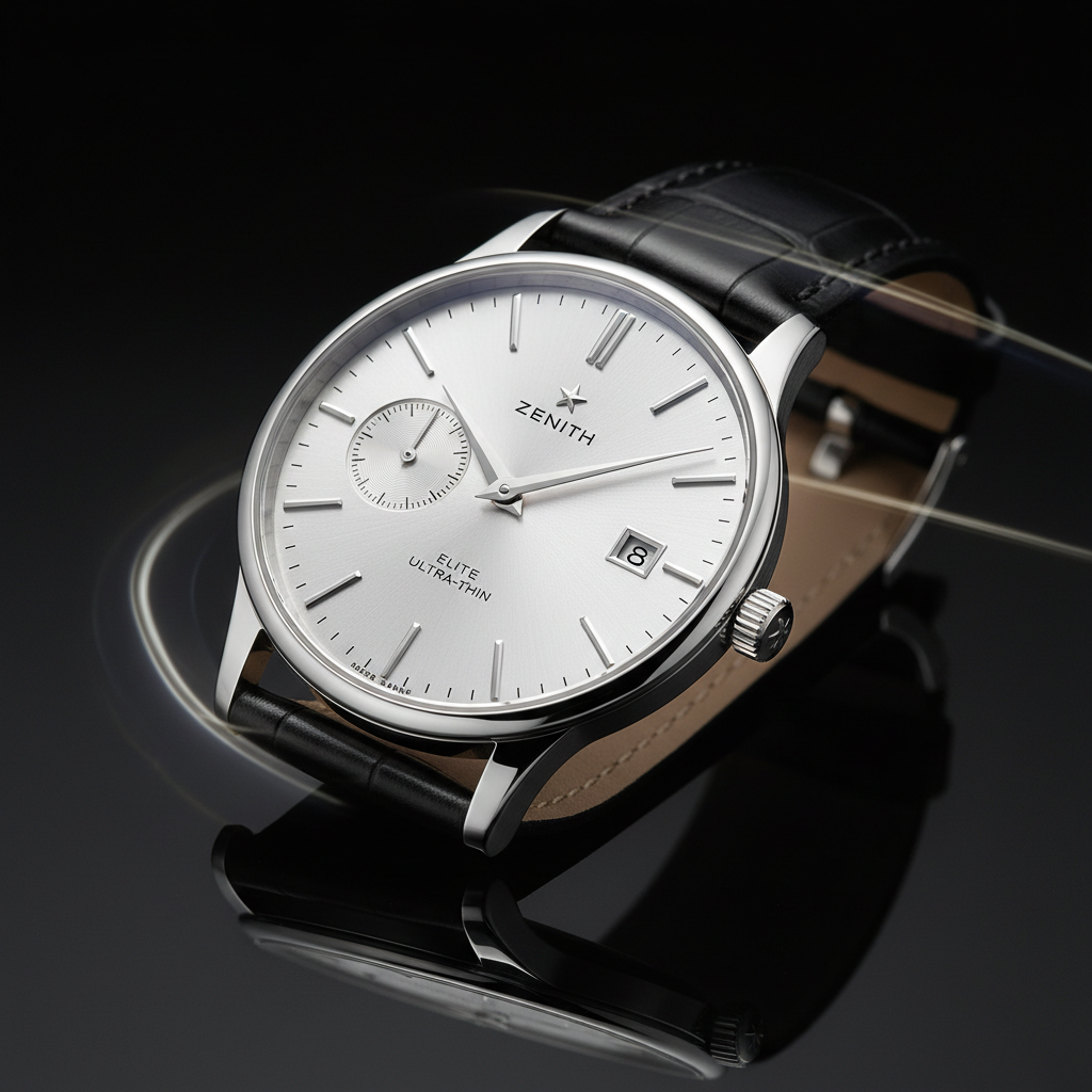 Ultra-thin dress watch pure black dial no indices minimal