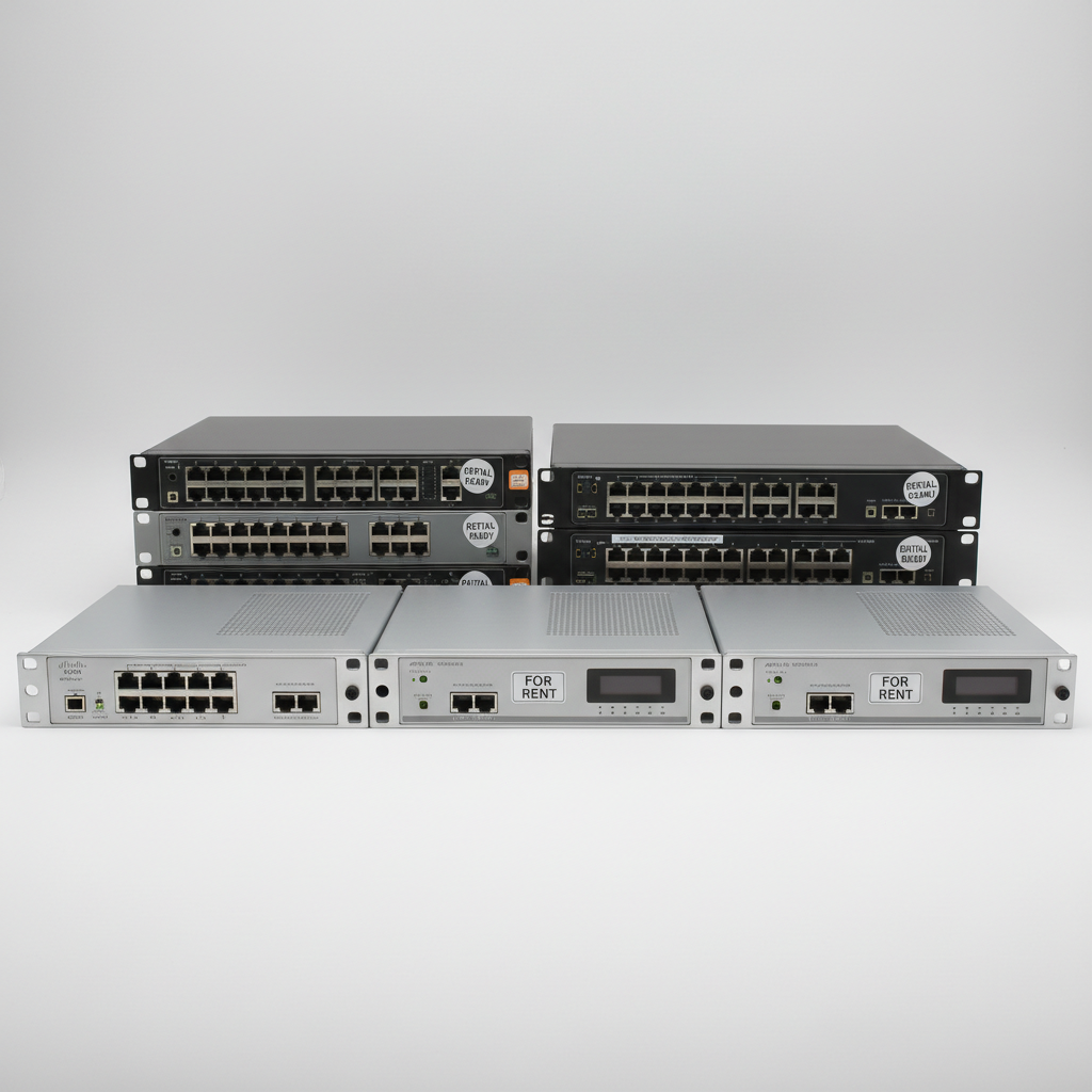 Professional network equipment installation with routers and switches