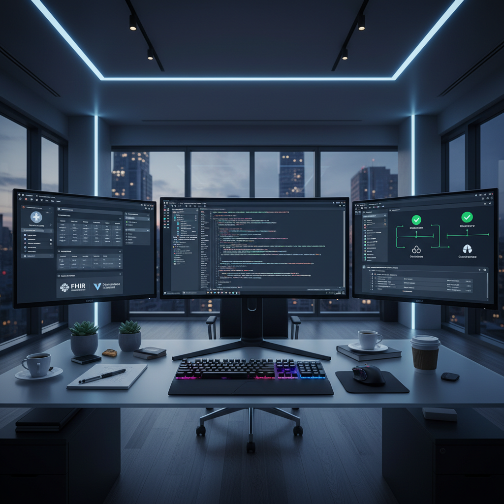 Development environment showing modern web technologies used for building high-performance healthcare websites