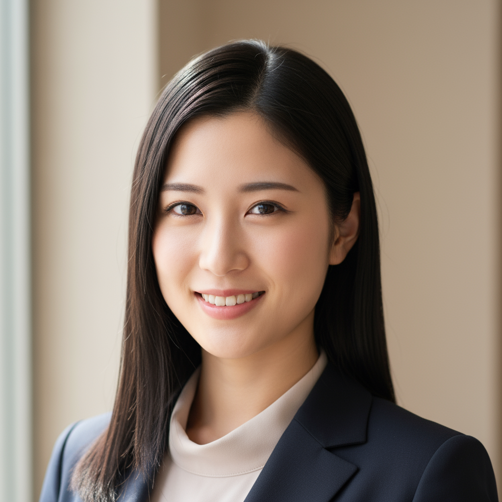 Young Japanese woman professional in hospitality uniform with warm smile