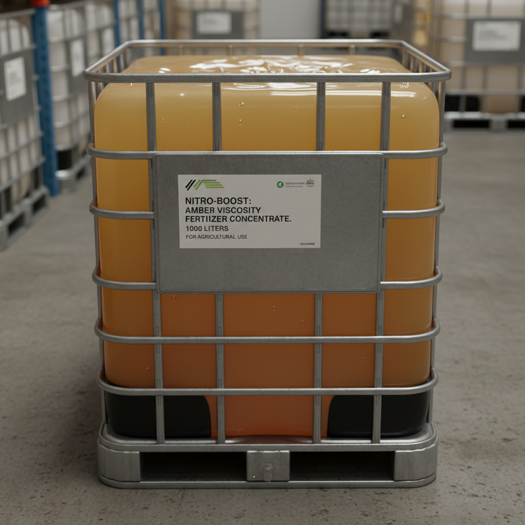 Industrial chemical liquid in IBC tote container in warehouse