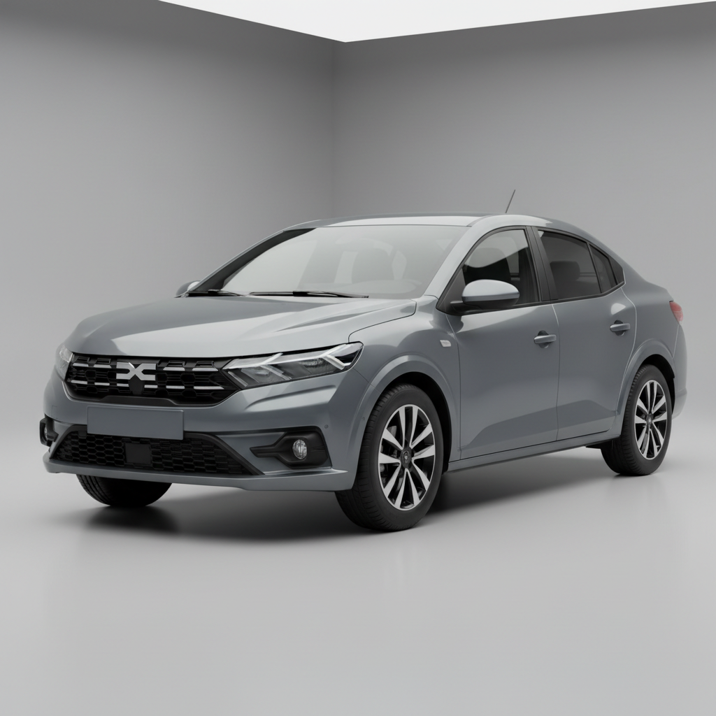 White Dacia Logan 2005 sedan parked on city street