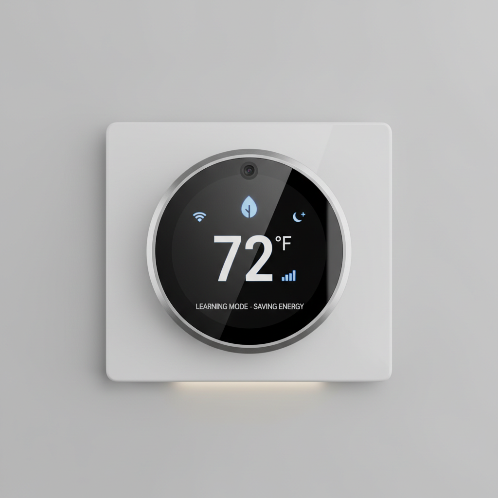 Smart Thermostat WiFi product photo on clean neutral background