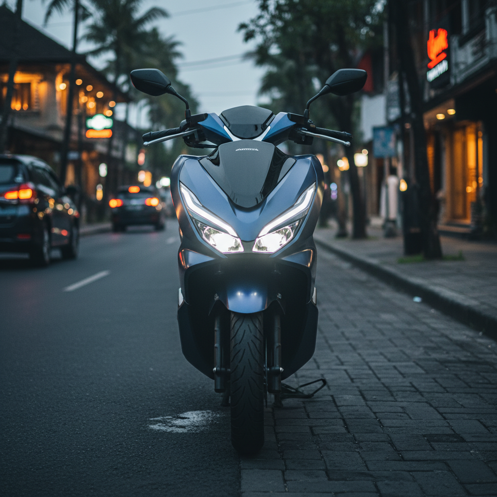 Honda PCX 160cc grey automatic maxi-scooter on urban road